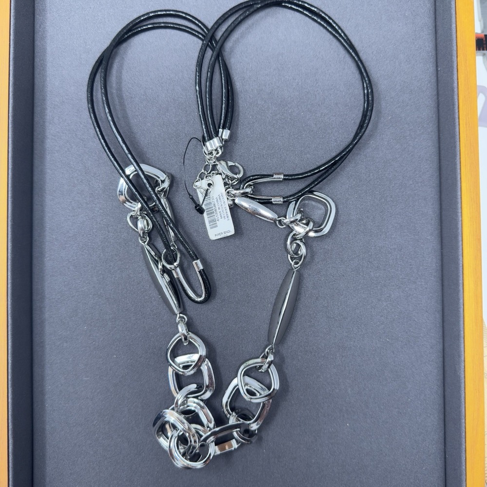 Chico's Silver Tone Chain Necklace 45 Inch Statement Adjustable NEW